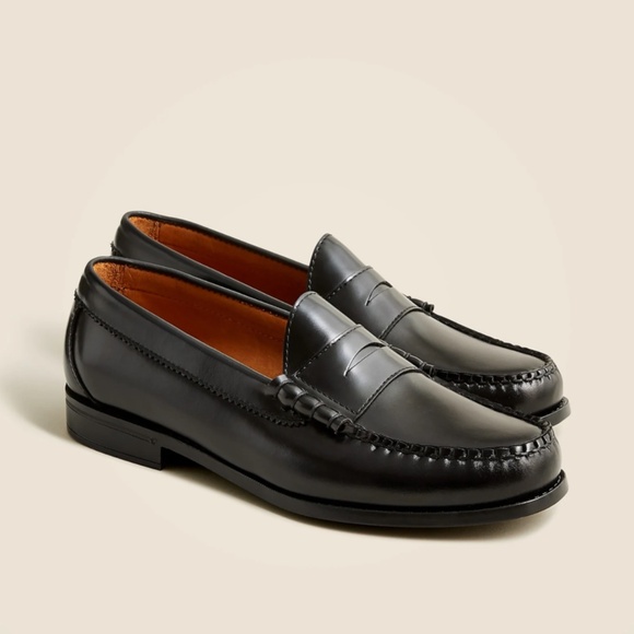 New JCREW Mens Size 11 Camden Leather Loafers with Rubber Soles Black $168 AV166 - Picture 1 of 8